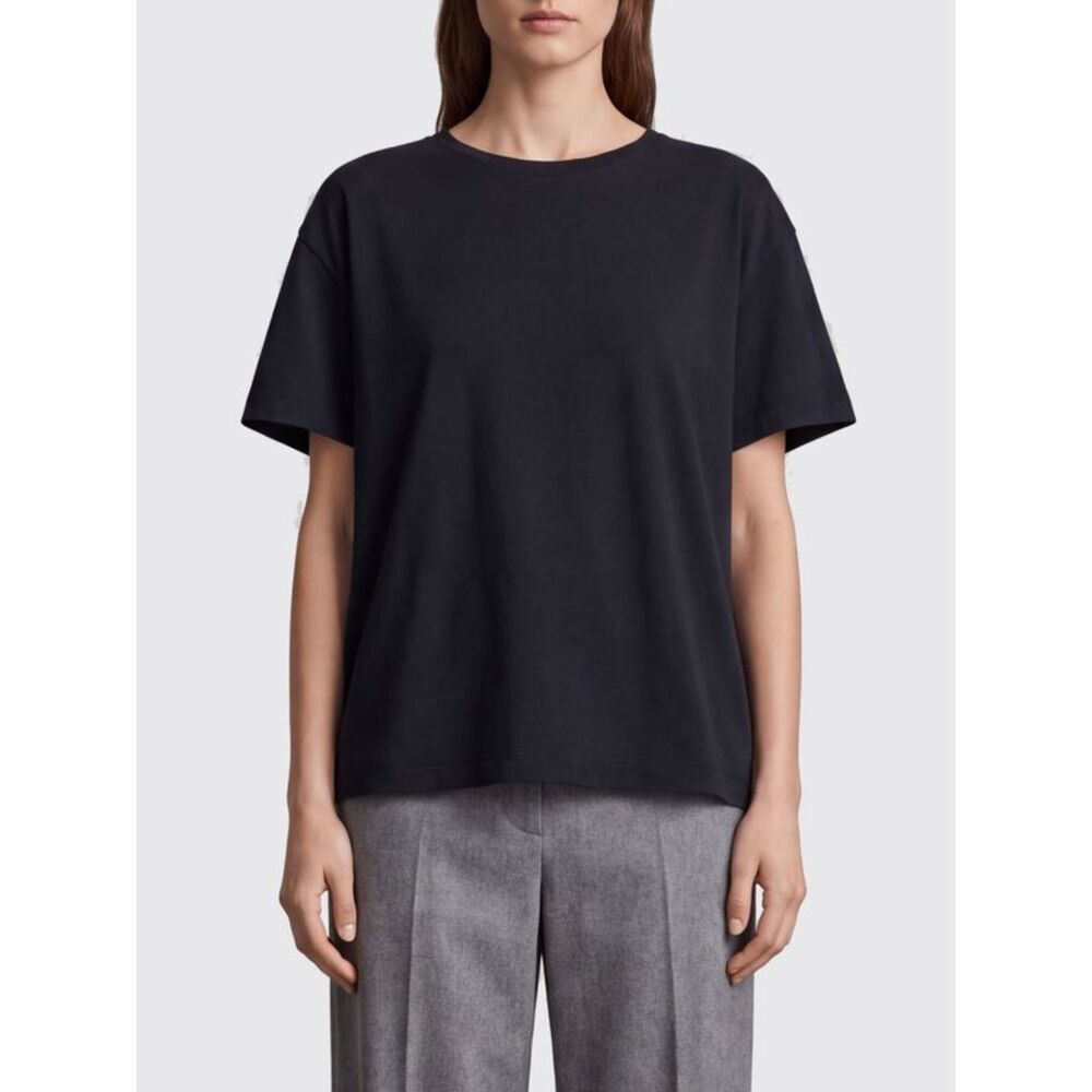 Toteme Women Toteme Crewneck Organic Cotton T-Shirt With Dropped Shoulders